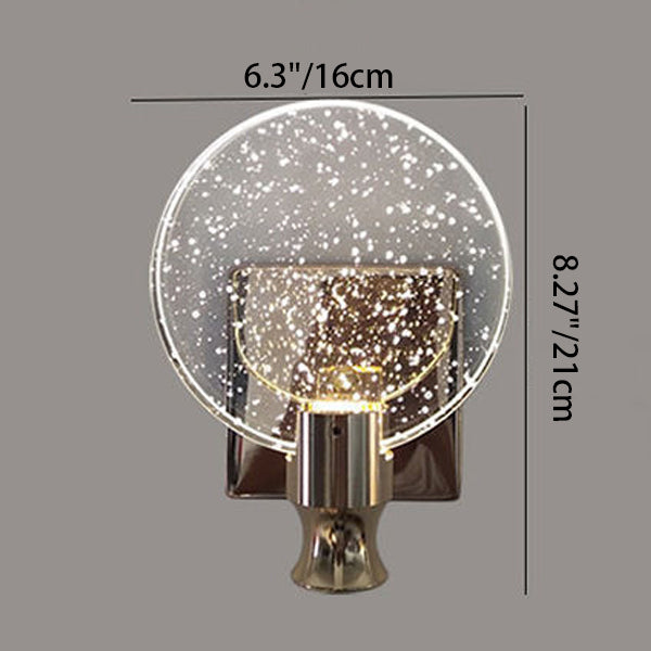 Contemporary Nordic Round Crystal Wall Sconce Lamp with Metal Base LED for Hallway
