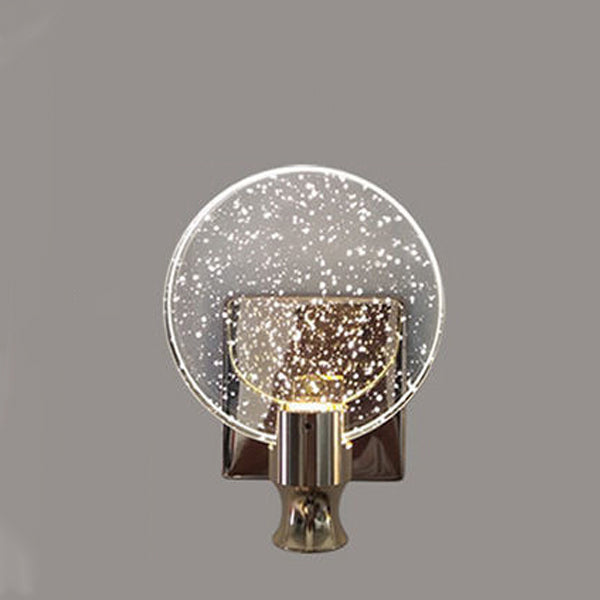 Contemporary Nordic Round Crystal Wall Sconce Lamp with Metal Base LED for Hallway