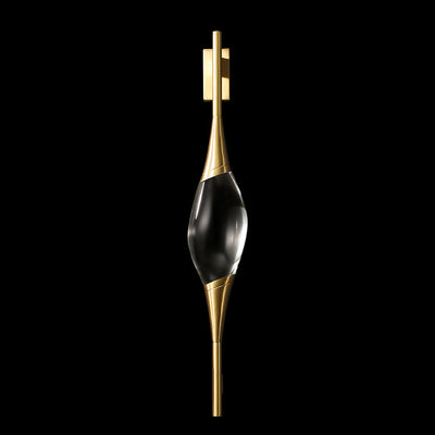 Modern Art Deco Brass Wall Sconce with Waterdrop Crystal Center