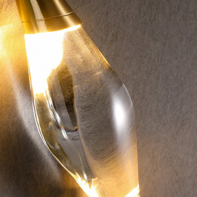 Modern Art Deco Brass Wall Sconce with Waterdrop Crystal Center