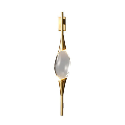 Modern Art Deco Brass Wall Sconce with Waterdrop Crystal Center