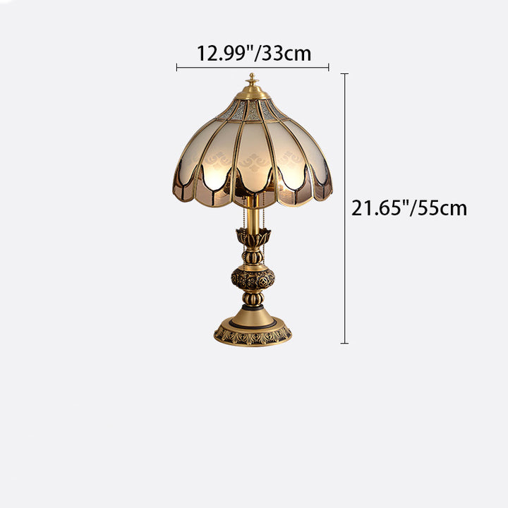 Moderne Luxuskuppel Kupferglas 2-Licht Tischlampe für das Schlafzimmer 
