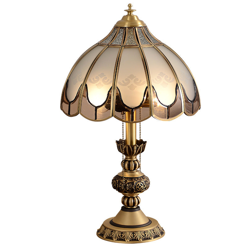 Moderne Luxuskuppel Kupferglas 2-Licht Tischlampe für das Schlafzimmer 