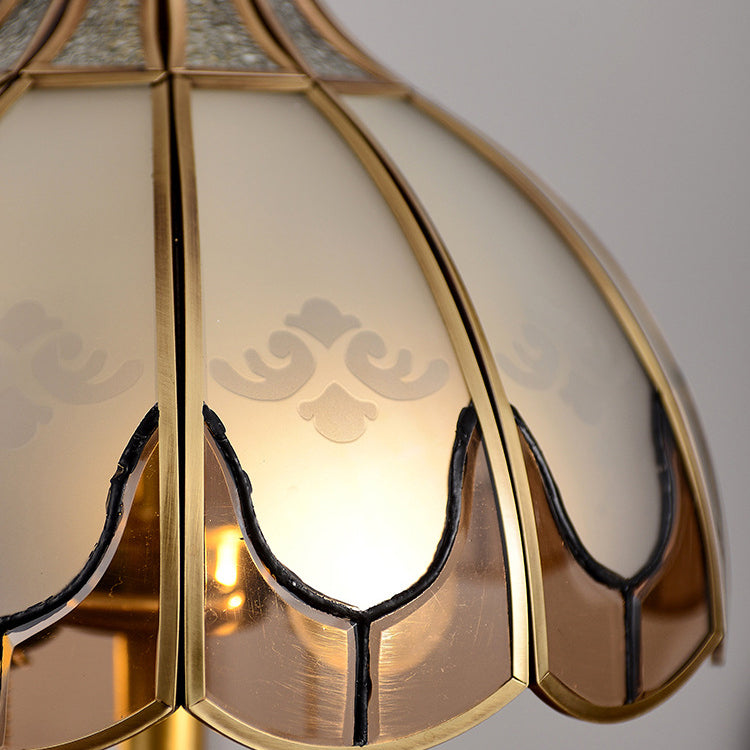 Moderne Luxuskuppel Kupferglas 2-Licht Tischlampe für das Schlafzimmer 
