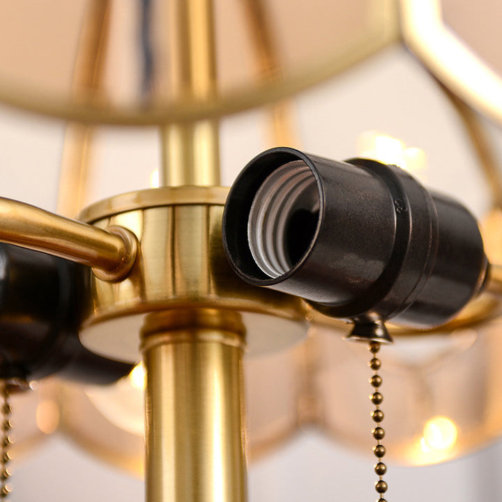 Moderne Luxuskuppel Kupferglas 2-Licht Tischlampe für das Schlafzimmer 