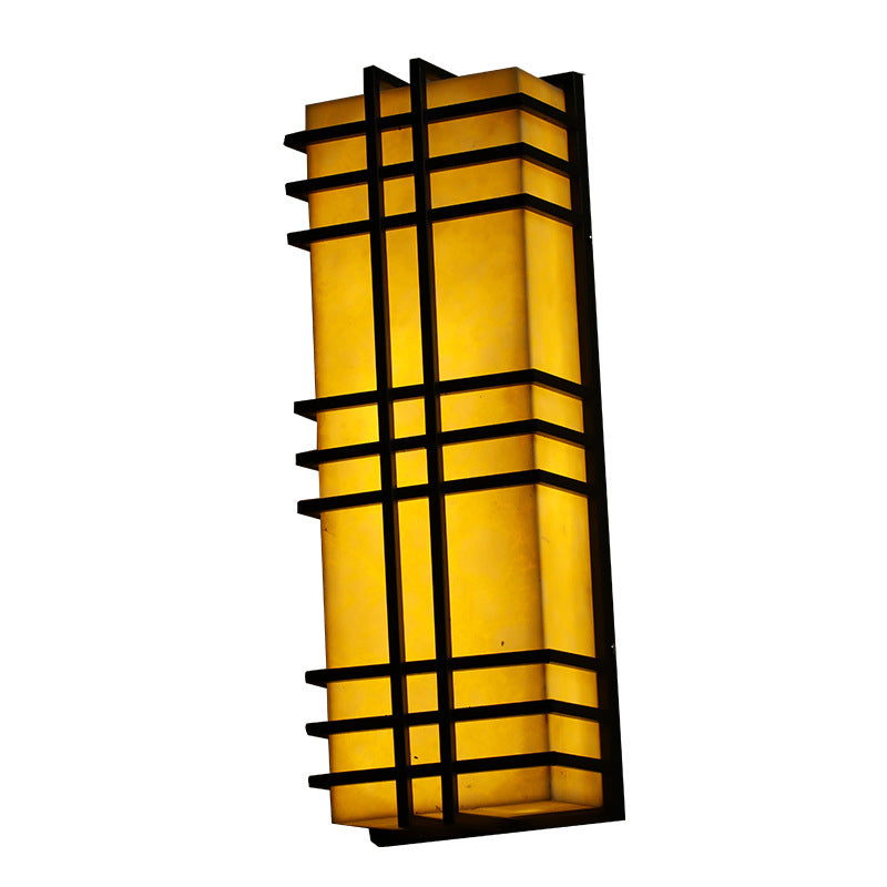 Applique murale LED en marbre inox rectangulaire étanche traditionnelle chinoise pour patio extérieur 