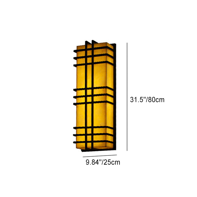 Applique murale LED en marbre inox rectangulaire étanche traditionnelle chinoise pour patio extérieur 