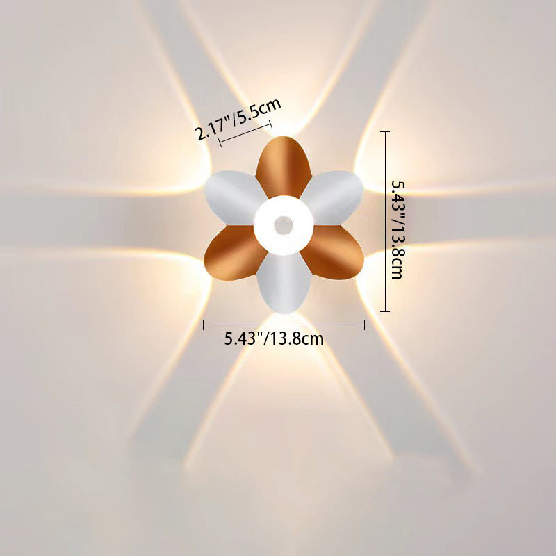 Applique murale LED en aluminium de design contemporain en forme de fleur pour patio extérieur 