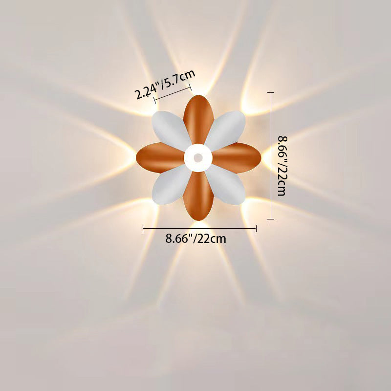 Applique murale LED en aluminium de design contemporain en forme de fleur pour patio extérieur 