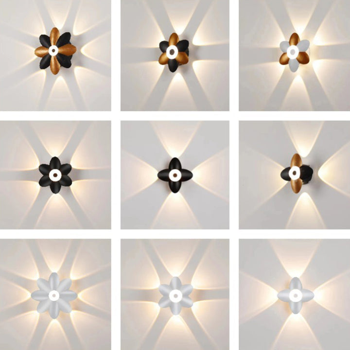 Applique murale LED en aluminium de design contemporain en forme de fleur pour patio extérieur 