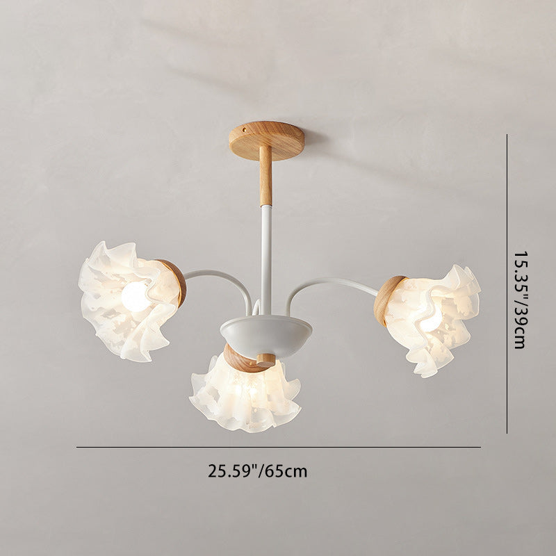 Moderne nordische Glockenblume Kronleuchter aus Eisen, Holz &amp; Acryl – 3/6/8 Lichter für das Wohnzimmer 