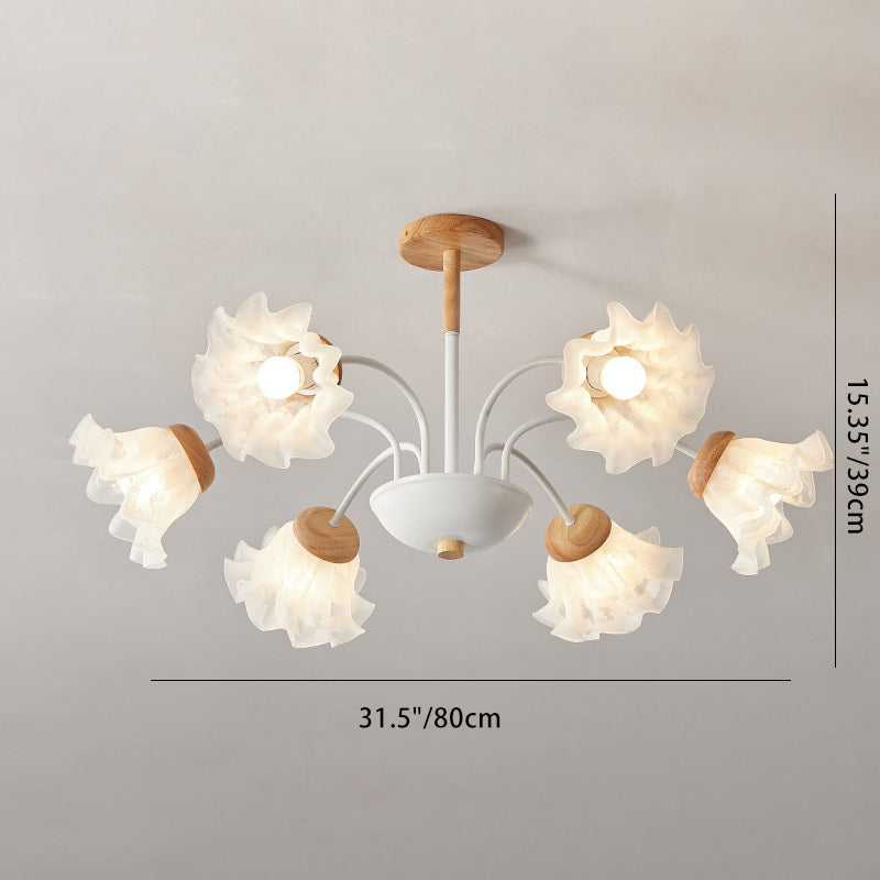 Moderne nordische Glockenblume Kronleuchter aus Eisen, Holz &amp; Acryl – 3/6/8 Lichter für das Wohnzimmer 