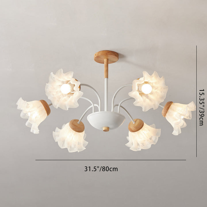 Moderne nordische Glockenblume Kronleuchter aus Eisen, Holz &amp; Acryl – 3/6/8 Lichter für das Wohnzimmer 