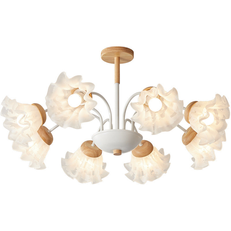 Moderne nordische Glockenblume Kronleuchter aus Eisen, Holz &amp; Acryl – 3/6/8 Lichter für das Wohnzimmer 