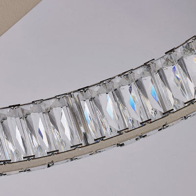Modern Luxury Double Ring Crystal Semi-Flush Mount Ceiling Light with Stainless Steel Frame LED for Living Room