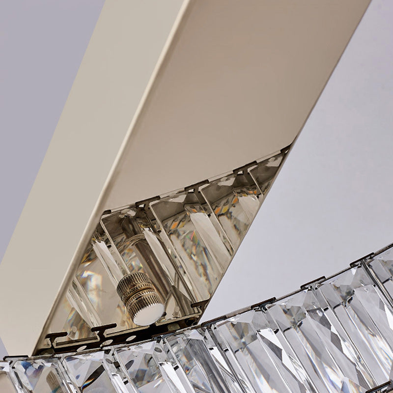 Modern Luxury Double Ring Crystal Semi-Flush Mount Ceiling Light with Stainless Steel Frame LED for Living Room