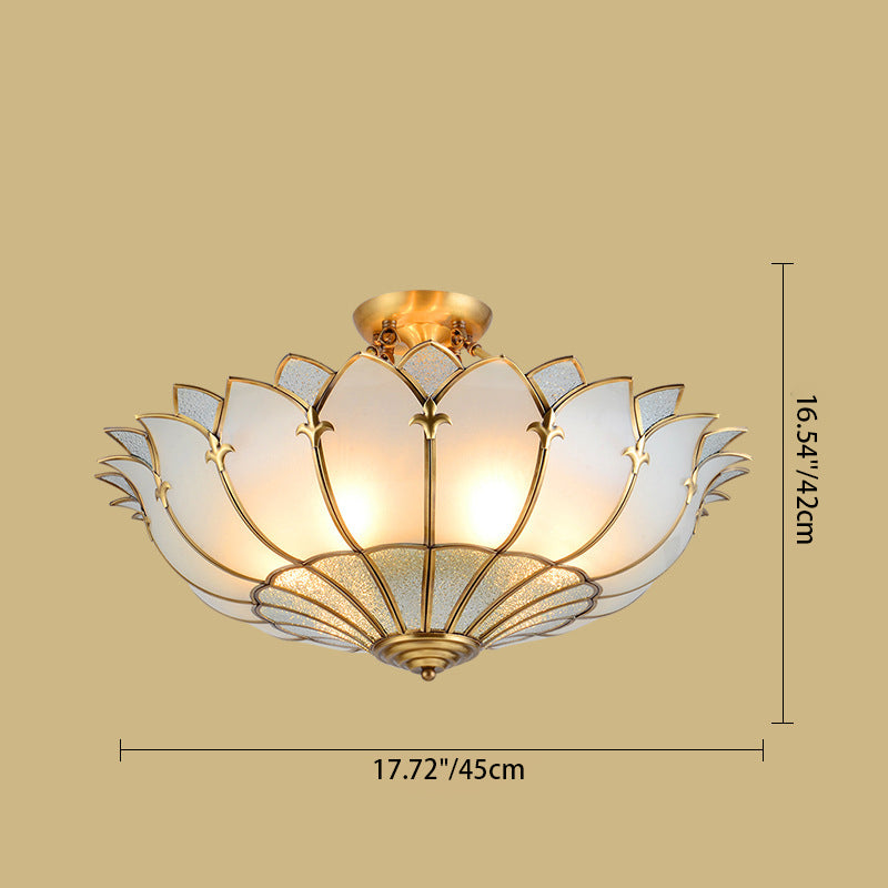 Moderne Mid-Century Palastkuppel Semi-Flush Mount Deckenleuchte in Kupfer & Glas 4/6 Licht für das Schlafzimmer 