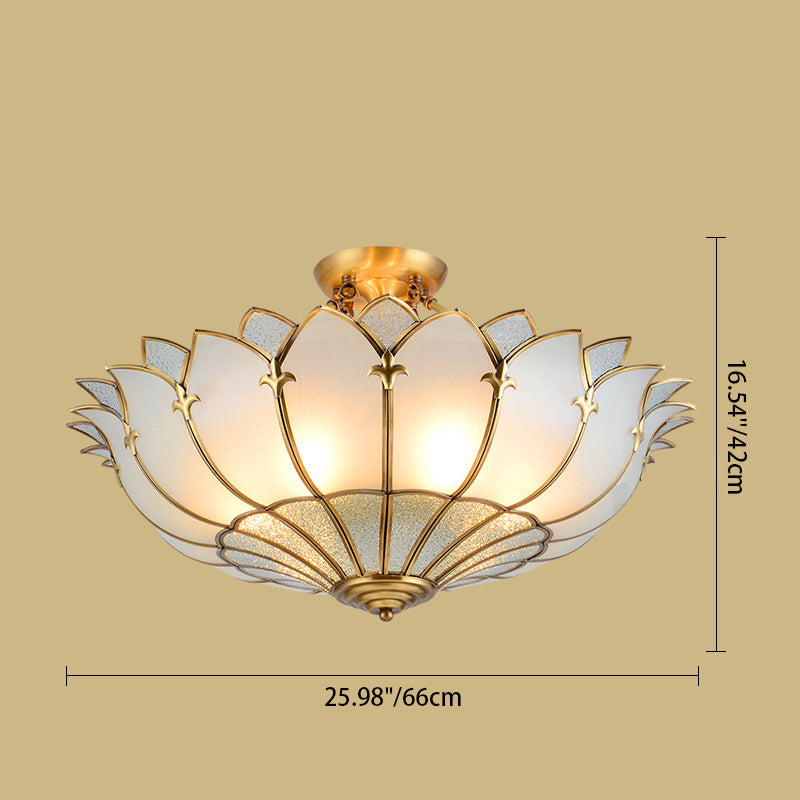 Moderne Mid-Century Palastkuppel Semi-Flush Mount Deckenleuchte in Kupfer & Glas 4/6 Licht für das Schlafzimmer 