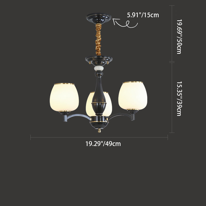 Traditioneller französischer Glas-Kronleuchter in Form eines Glases mit Messingrahmen 3/5/6 Licht für Wohnzimmer 