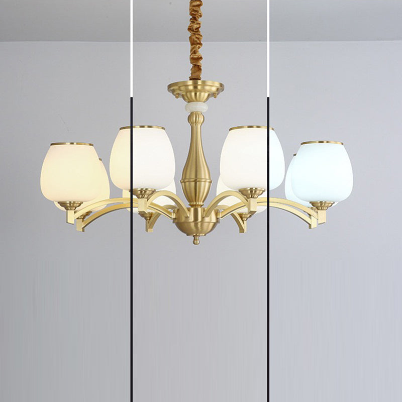 Traditioneller französischer Glas-Kronleuchter in Form eines Glases mit Messingrahmen 3/5/6 Licht für Wohnzimmer 