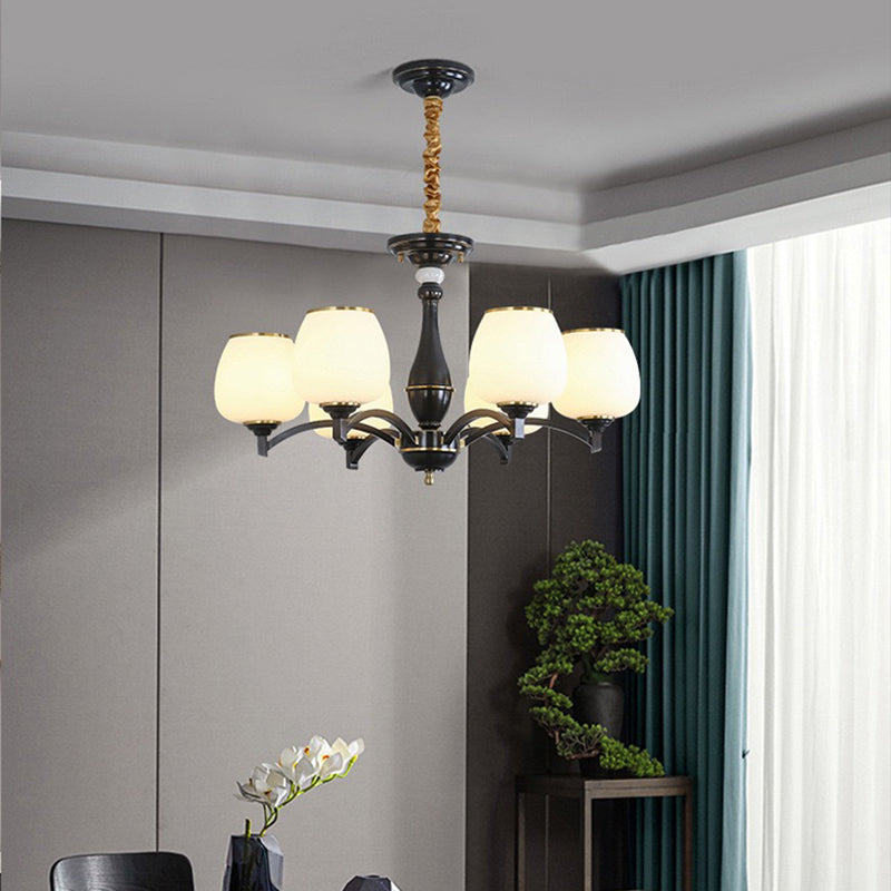 Modern Luxury Jar Copper Glass 3/5/6 Light Chandelier For Living Room