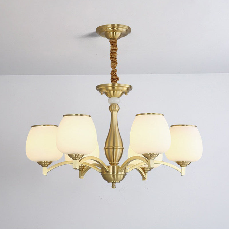 Modern Luxury Jar Copper Glass 3/5/6 Light Chandelier For Living Room