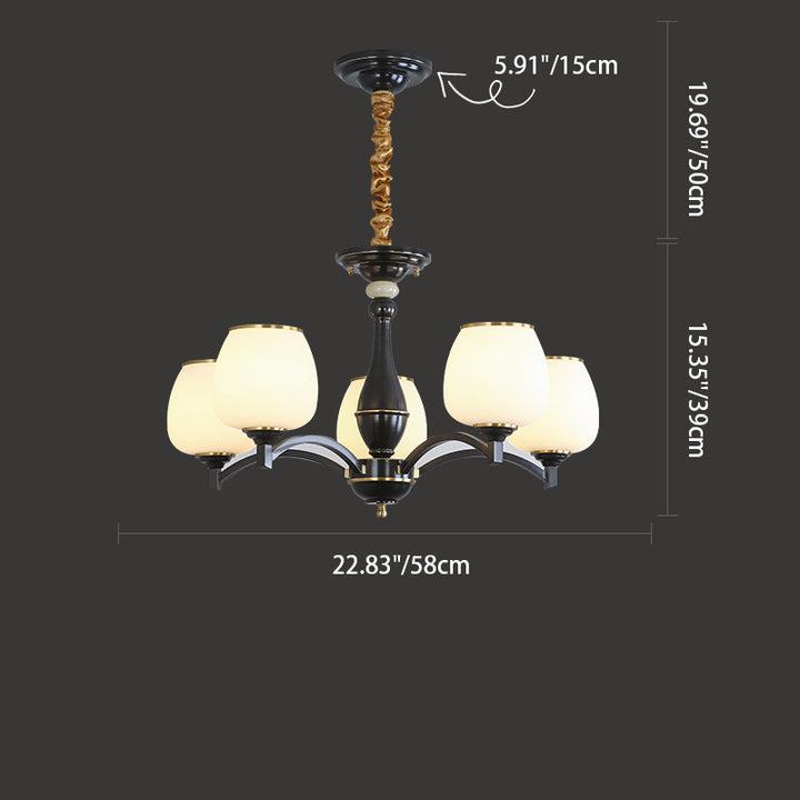 Traditioneller französischer Glas-Kronleuchter in Form eines Glases mit Messingrahmen 3/5/6 Licht für Wohnzimmer 