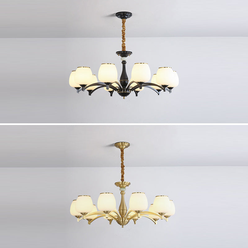 Traditioneller französischer Glas-Kronleuchter in Form eines Glases mit Messingrahmen 3/5/6 Licht für Wohnzimmer 
