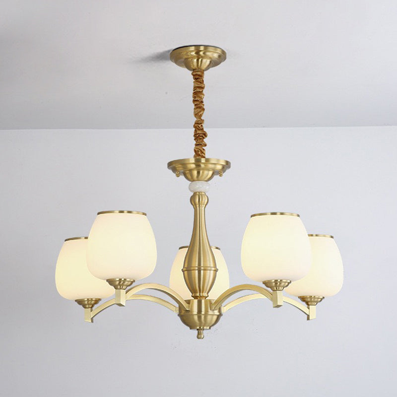 Traditioneller französischer Glas-Kronleuchter in Form eines Glases mit Messingrahmen 3/5/6 Licht für Wohnzimmer 