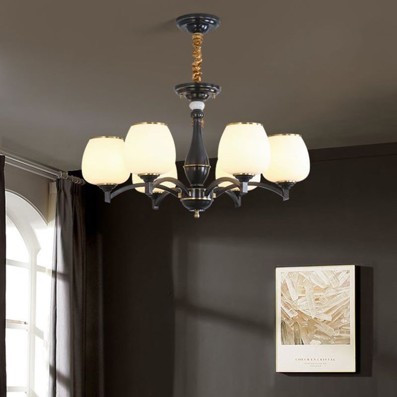 Traditioneller französischer Glas-Kronleuchter in Form eines Glases mit Messingrahmen 3/5/6 Licht für Wohnzimmer 