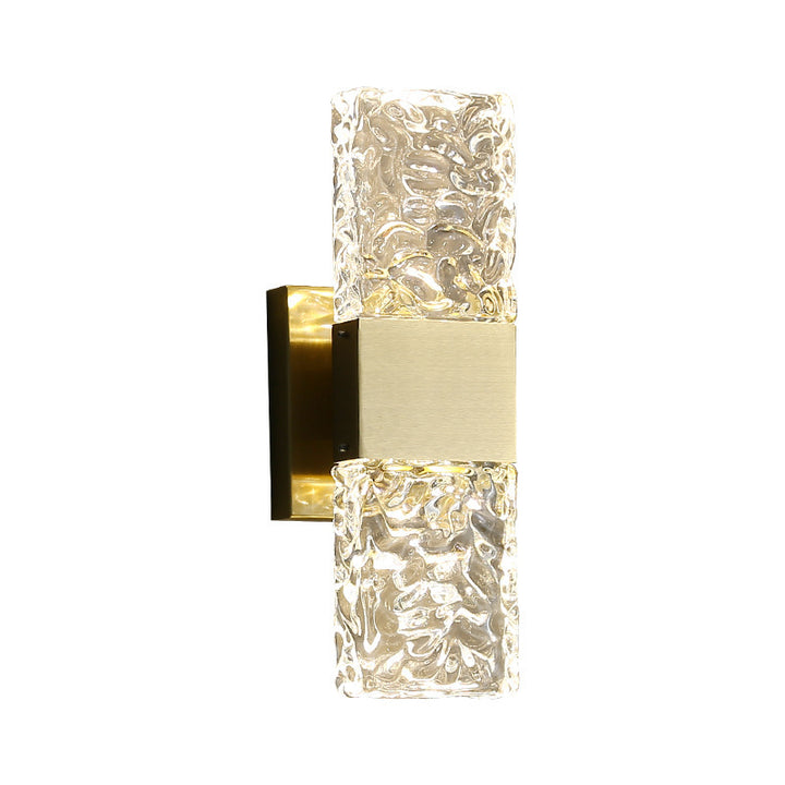 Applique murale rectangulaire en cristal de luxe moderne avec base en acier inoxydable LED pour chambre 