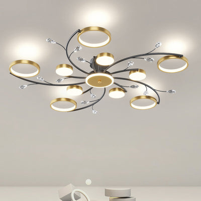 Lustre semi-encastré à LED en métal acrylique silicone cristal rond Blossom nordique contemporain pour salon 