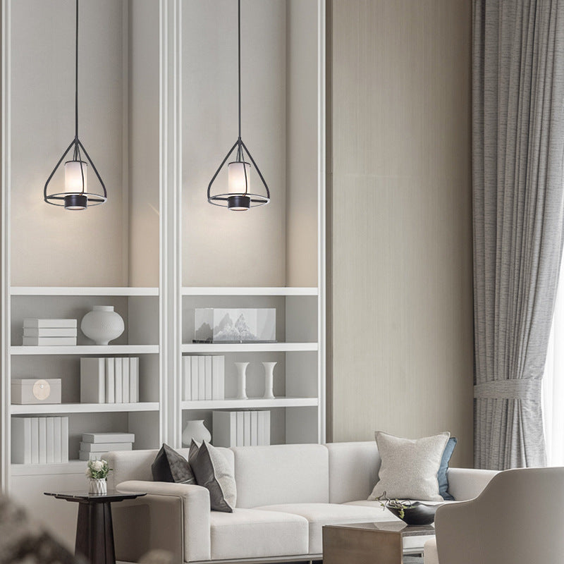 Lustre à LED en forme de cône en fer et marbre pour chambre à coucher 