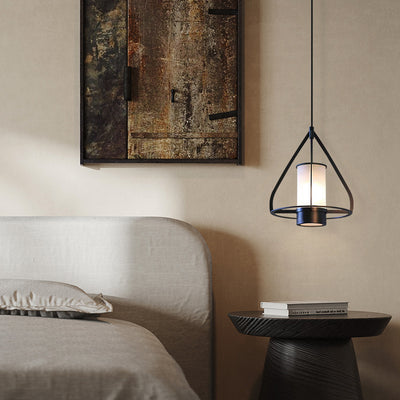 Lustre à LED en forme de cône en fer et marbre pour chambre à coucher 