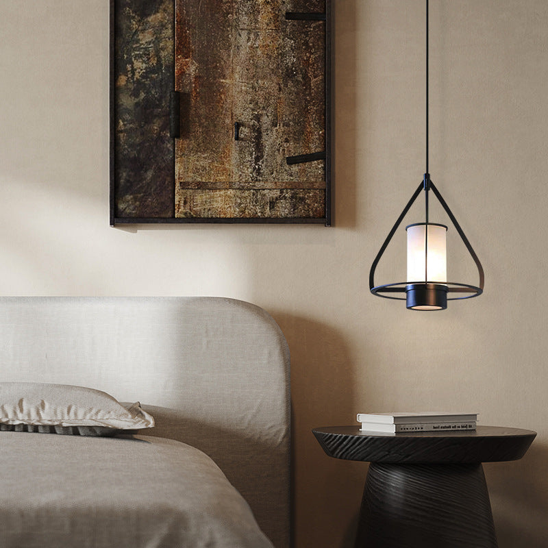 Lustre à LED en forme de cône en fer et marbre pour chambre à coucher 