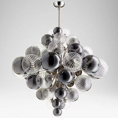 Modern Art Deco Ballon-shaped Glass Iron 19-Light Chandelier for Living Room