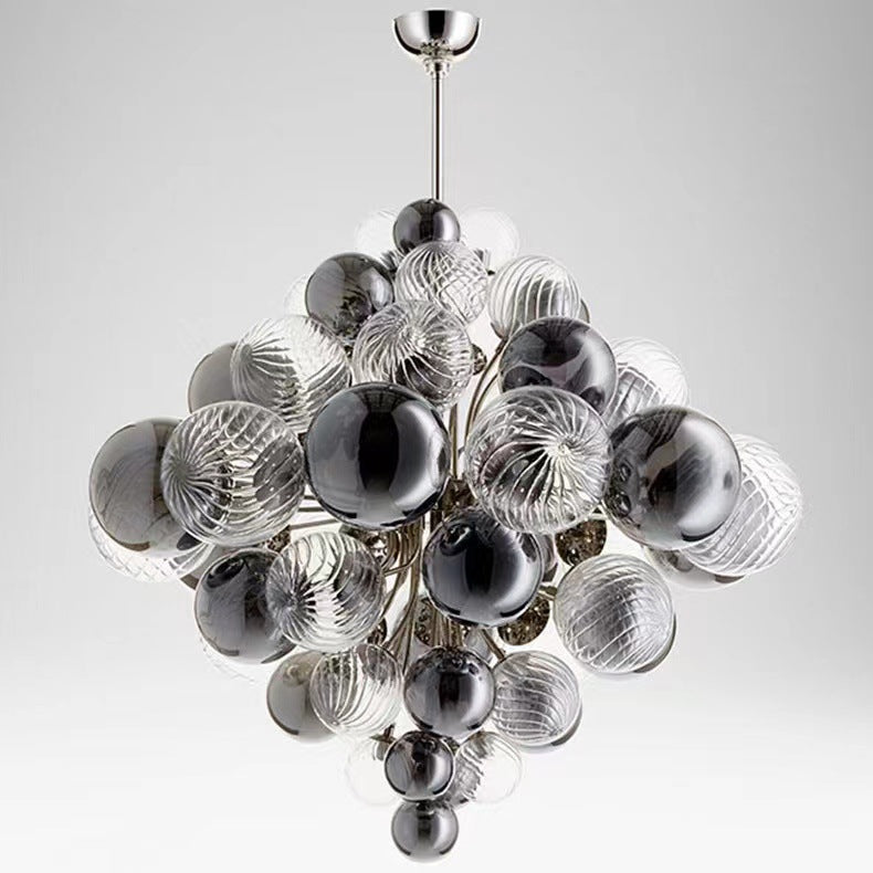 Modern Art Deco Ballon-shaped Glass Iron 19-Light Chandelier for Living Room