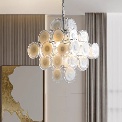 Traditioneller französischer runder Metall-Glas 6-Licht Kronleuchter für das Wohnzimmer 