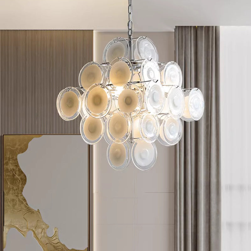 Traditioneller französischer runder Metall-Glas 6-Licht Kronleuchter für das Wohnzimmer 