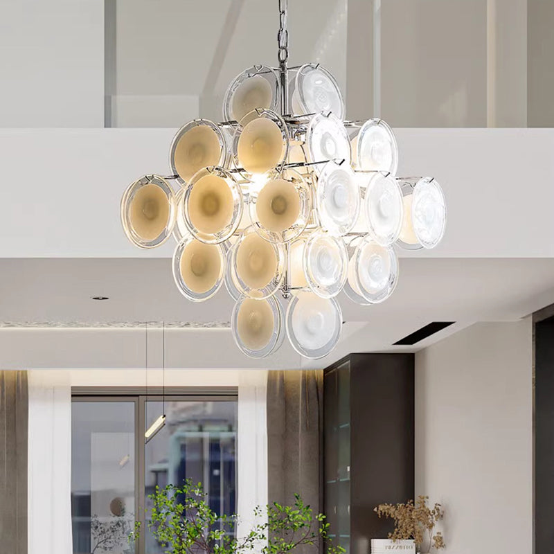 Traditioneller französischer runder Metall-Glas 6-Licht Kronleuchter für das Wohnzimmer 
