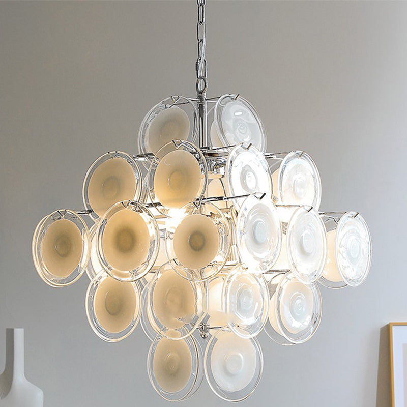 Traditioneller französischer runder Metall-Glas 6-Licht Kronleuchter für das Wohnzimmer 