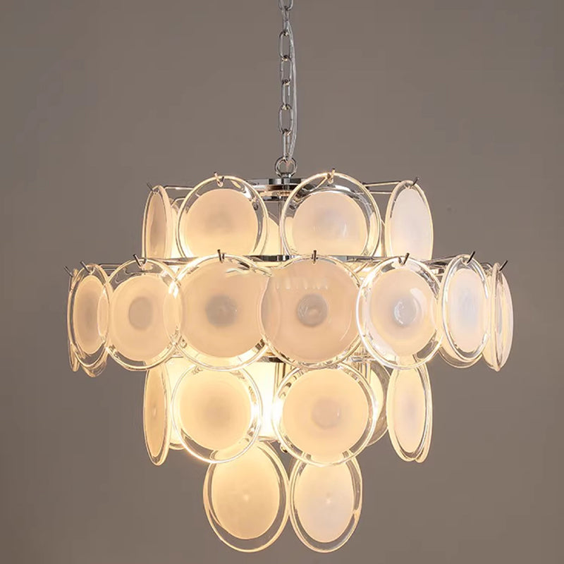 Traditioneller französischer runder Metall-Glas 6-Licht Kronleuchter für das Wohnzimmer 