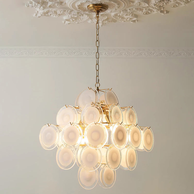 Traditioneller französischer runder Metall-Glas 6-Licht Kronleuchter für das Wohnzimmer 