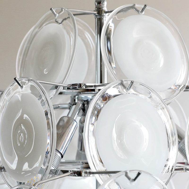 Traditioneller französischer runder Metall-Glas 6-Licht Kronleuchter für das Wohnzimmer 