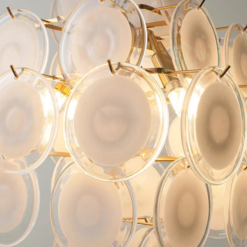 Traditioneller französischer runder Metall-Glas 6-Licht Kronleuchter für das Wohnzimmer 