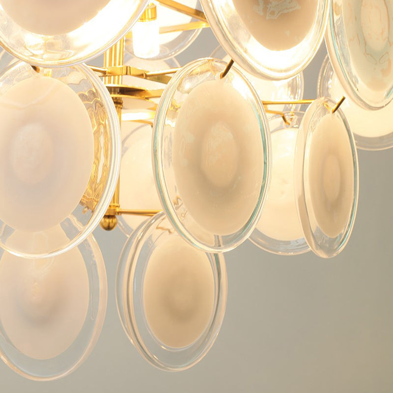 Traditioneller französischer runder Metall-Glas 6-Licht Kronleuchter für das Wohnzimmer 