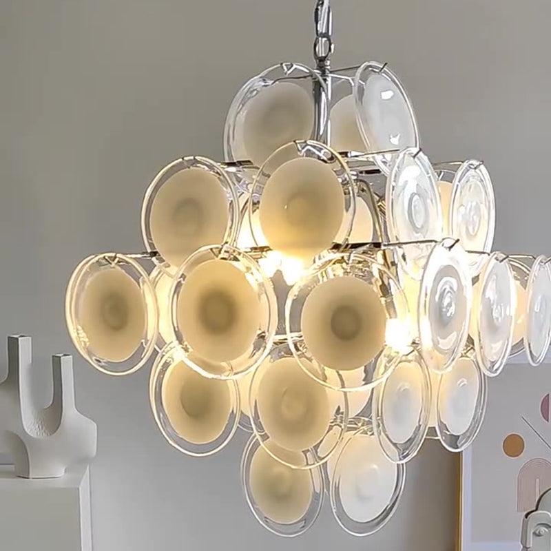 Traditioneller französischer runder Metall-Glas 6-Licht Kronleuchter für das Wohnzimmer 