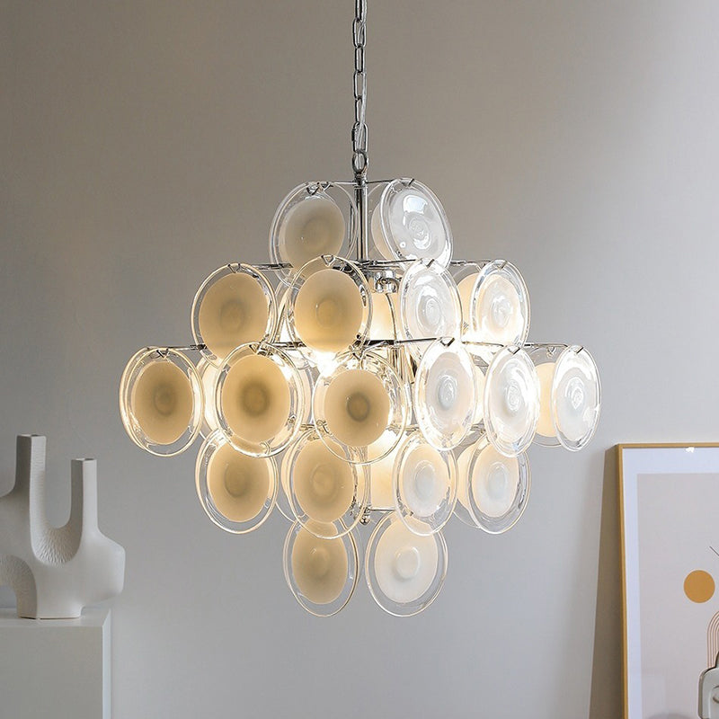 Traditioneller französischer runder Metall-Glas 6-Licht Kronleuchter für das Wohnzimmer 