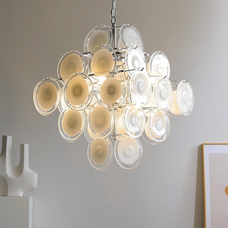 Traditioneller französischer runder Metall-Glas 6-Licht Kronleuchter für das Wohnzimmer 