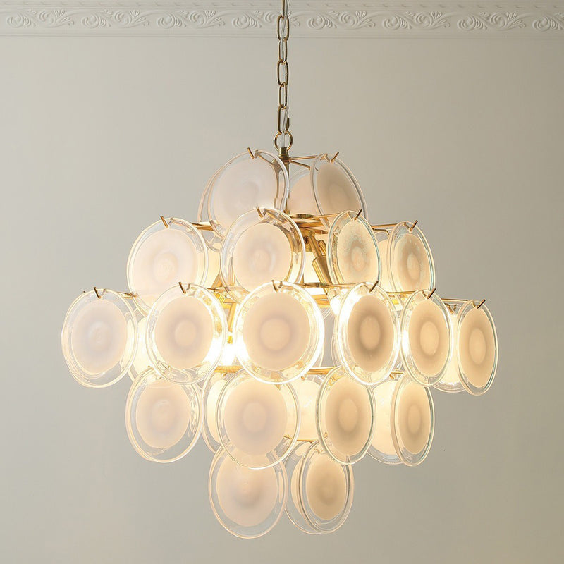 Traditioneller französischer runder Metall-Glas 6-Licht Kronleuchter für das Wohnzimmer 